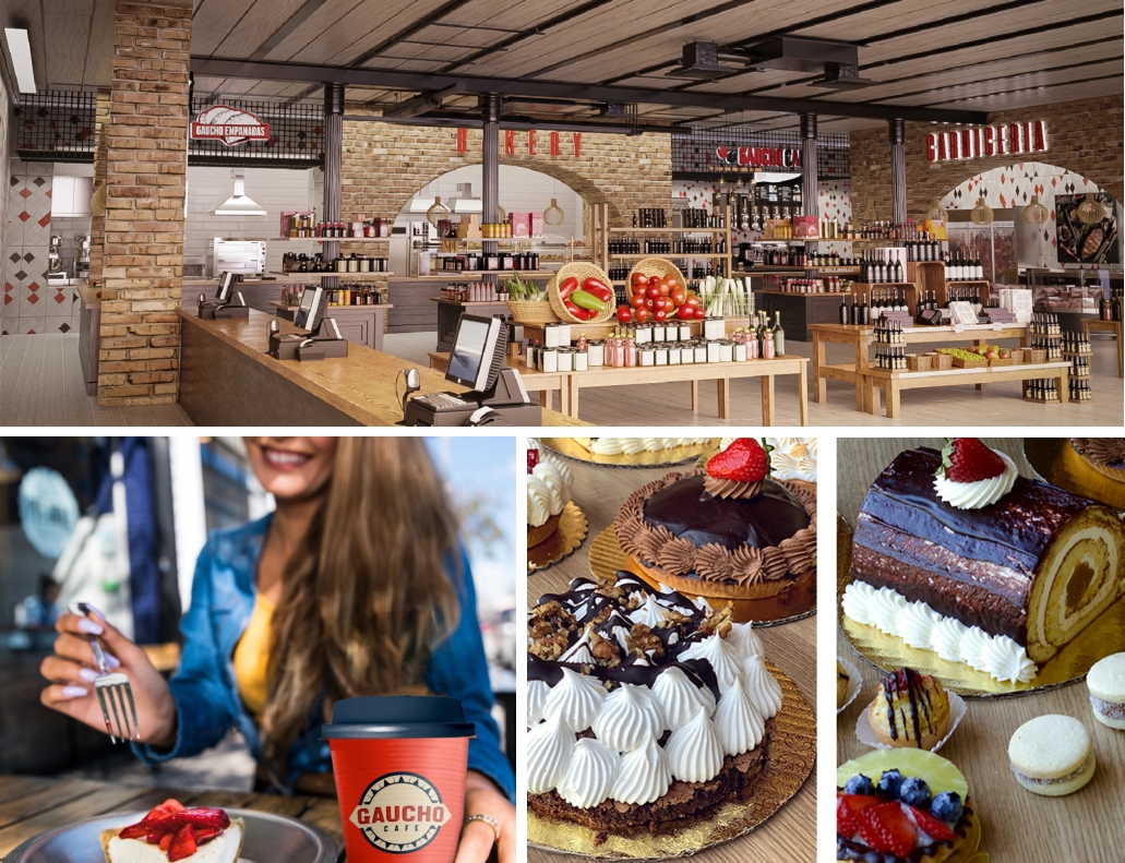 Gaucho Cafe interior and pastries